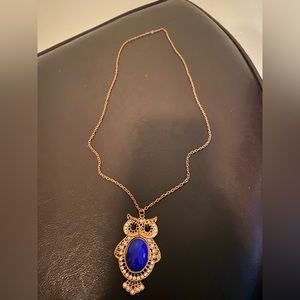 Owl Necklace- Color - Gold/Royal Blue